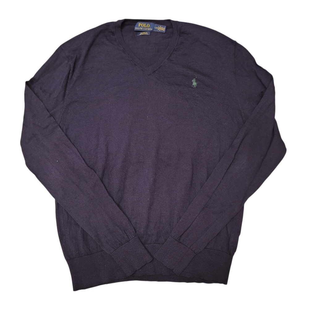 Polo by Ralph Lauren Men's Merino Wool V-Neck Navy Sweater